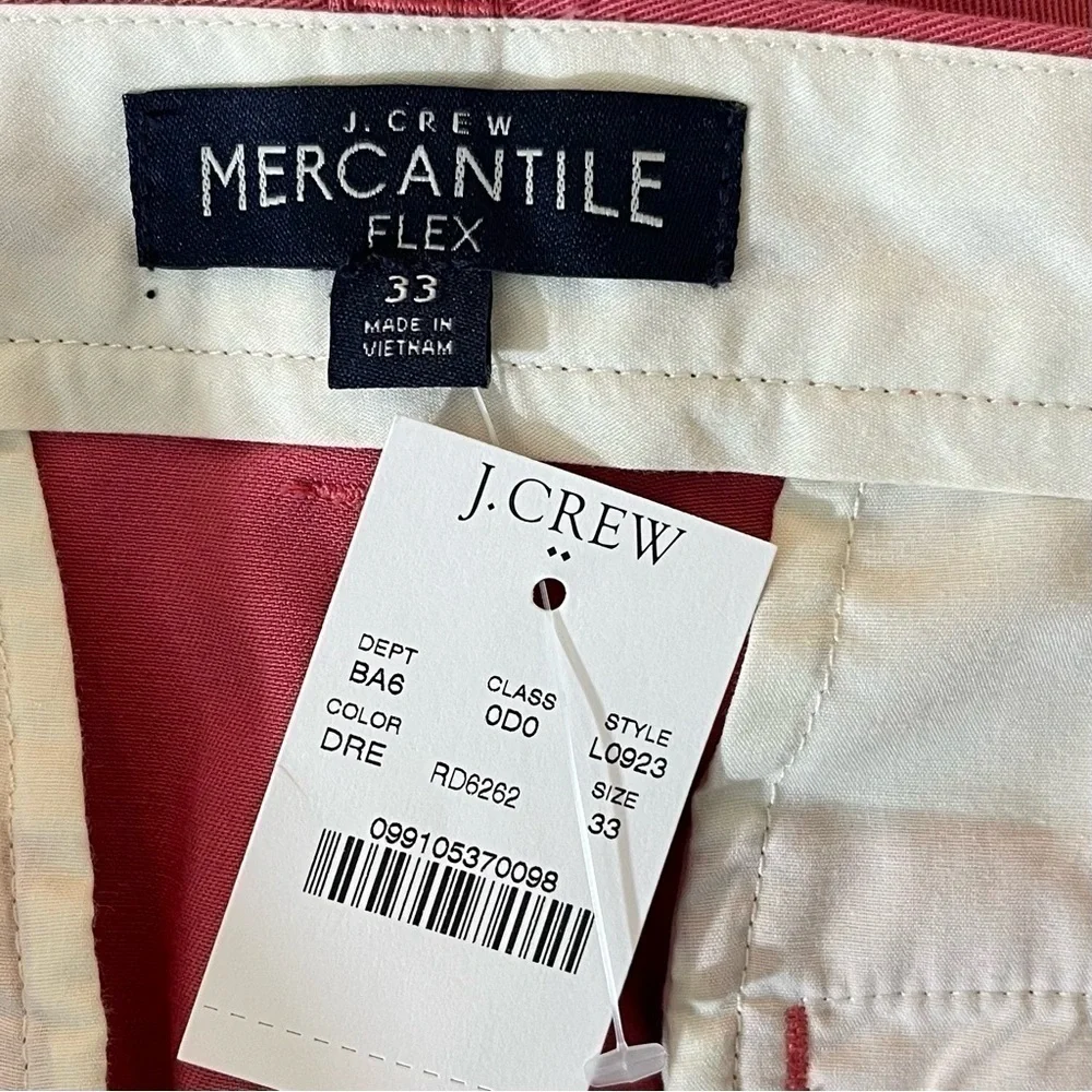 NWT J. Crew Mercantile Flex Hi-Rise Chino Shorts Men Size 33 Pink Pockets